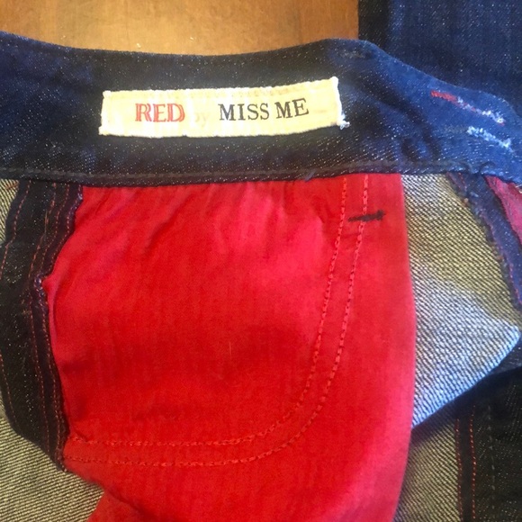 Miss Me Women's Boot Cut Jeans - Dark Blue with Red Accents - Picture 9 of 13